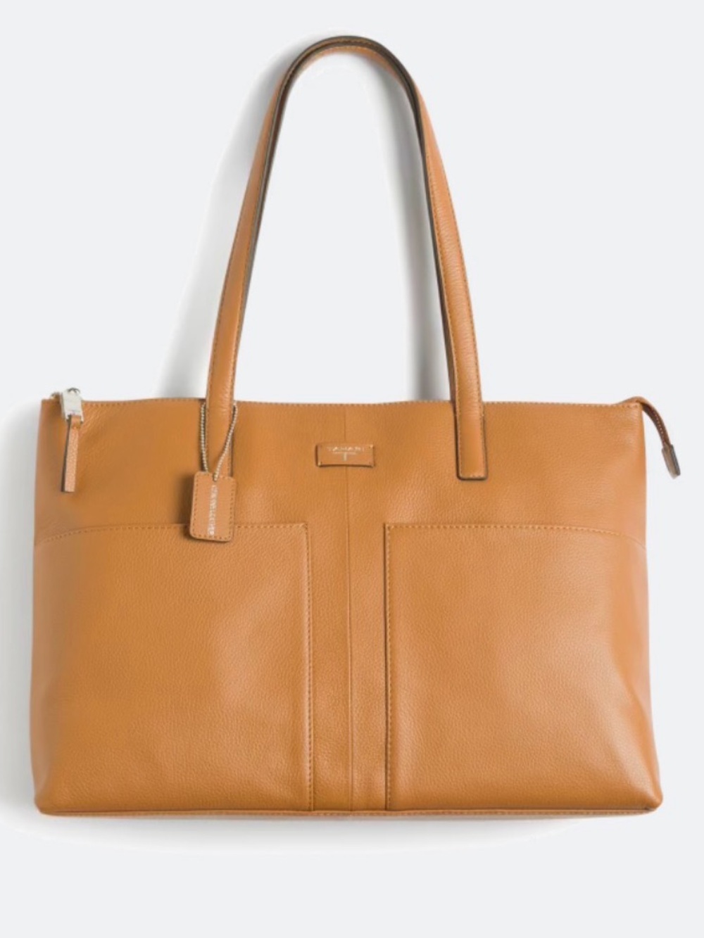 T Tahari Tan Hellen Leather Tote